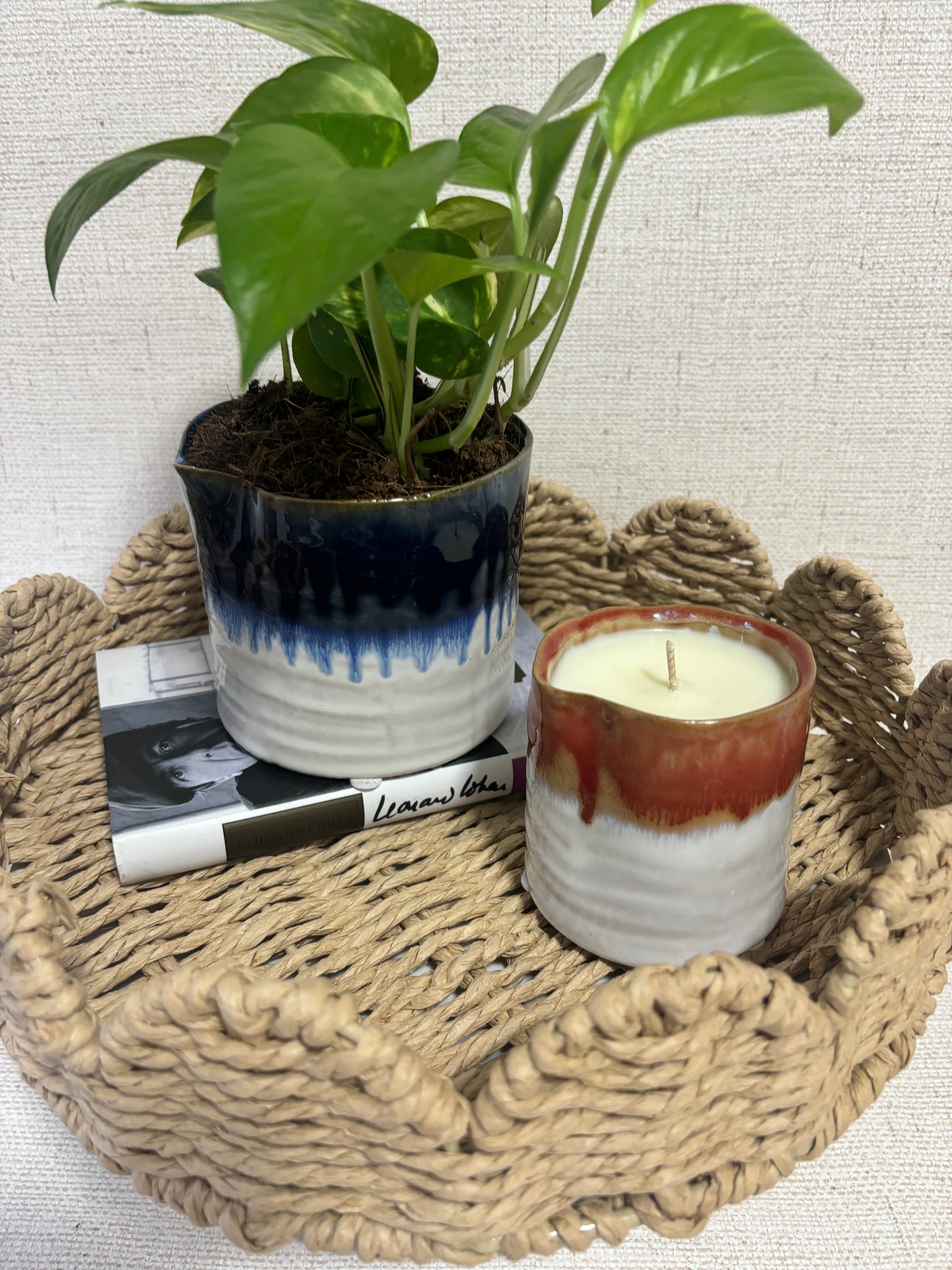 Sustainable ceramic plant pot candle