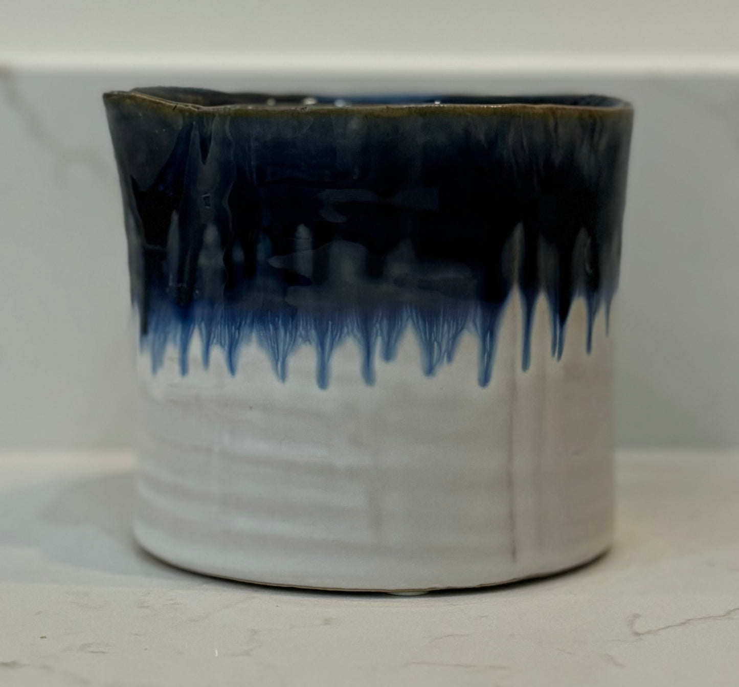 Blue drip plant pot