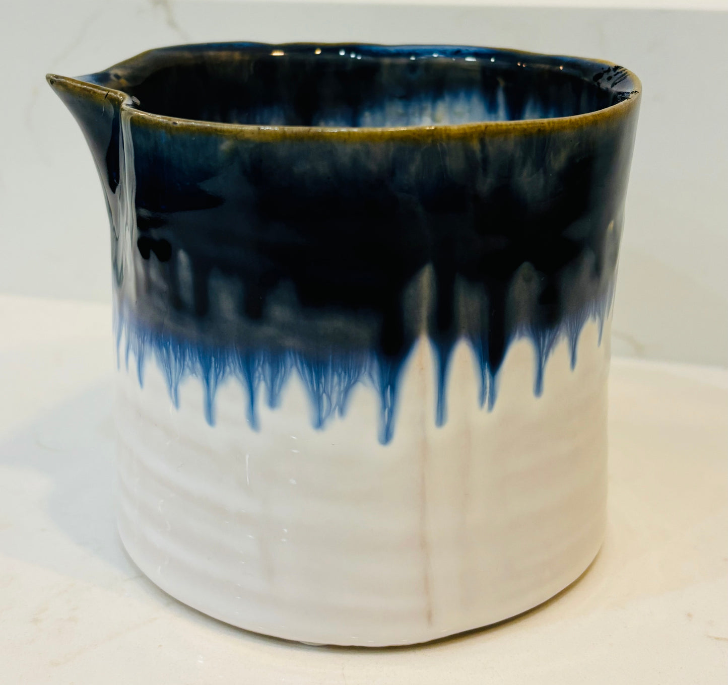 Blue drip plant pot